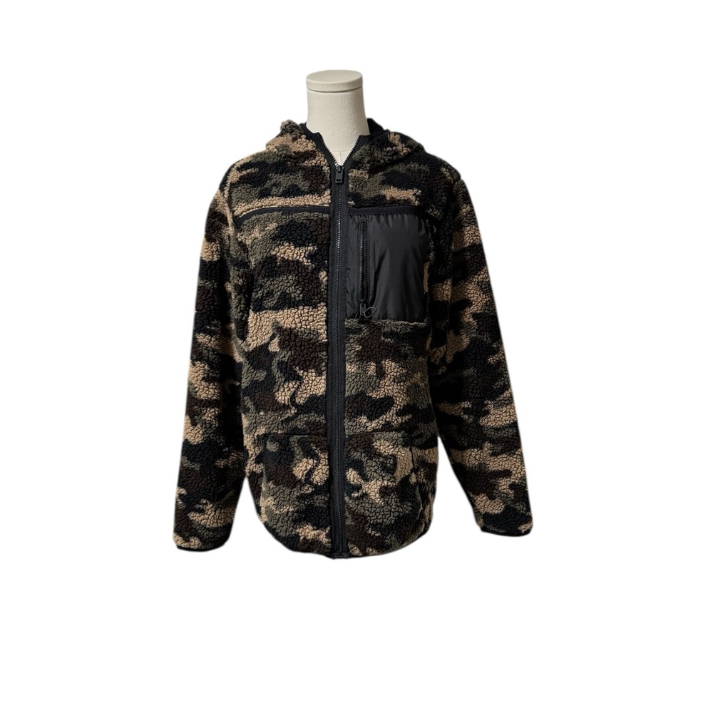 Men's Express Camouflage Print Sherpa Zip Up Jacket SZ SM NWOT